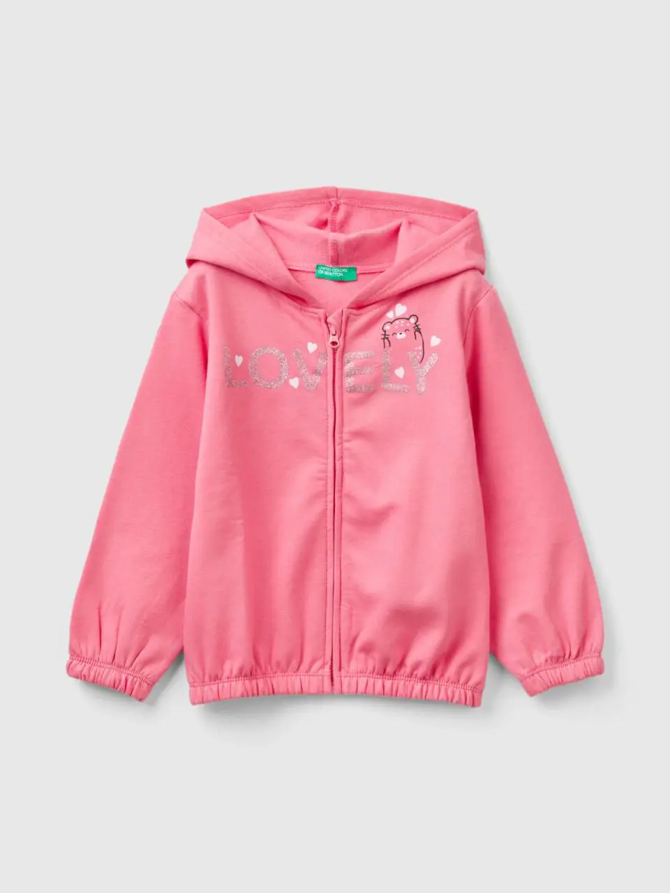 Benetton warm sweatshirt with zip and glitter. 1