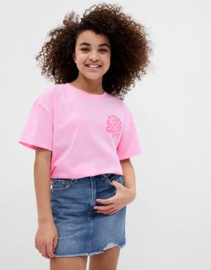 Kids 100% Organic Cotton Graphic Tunic T-Shirt pink