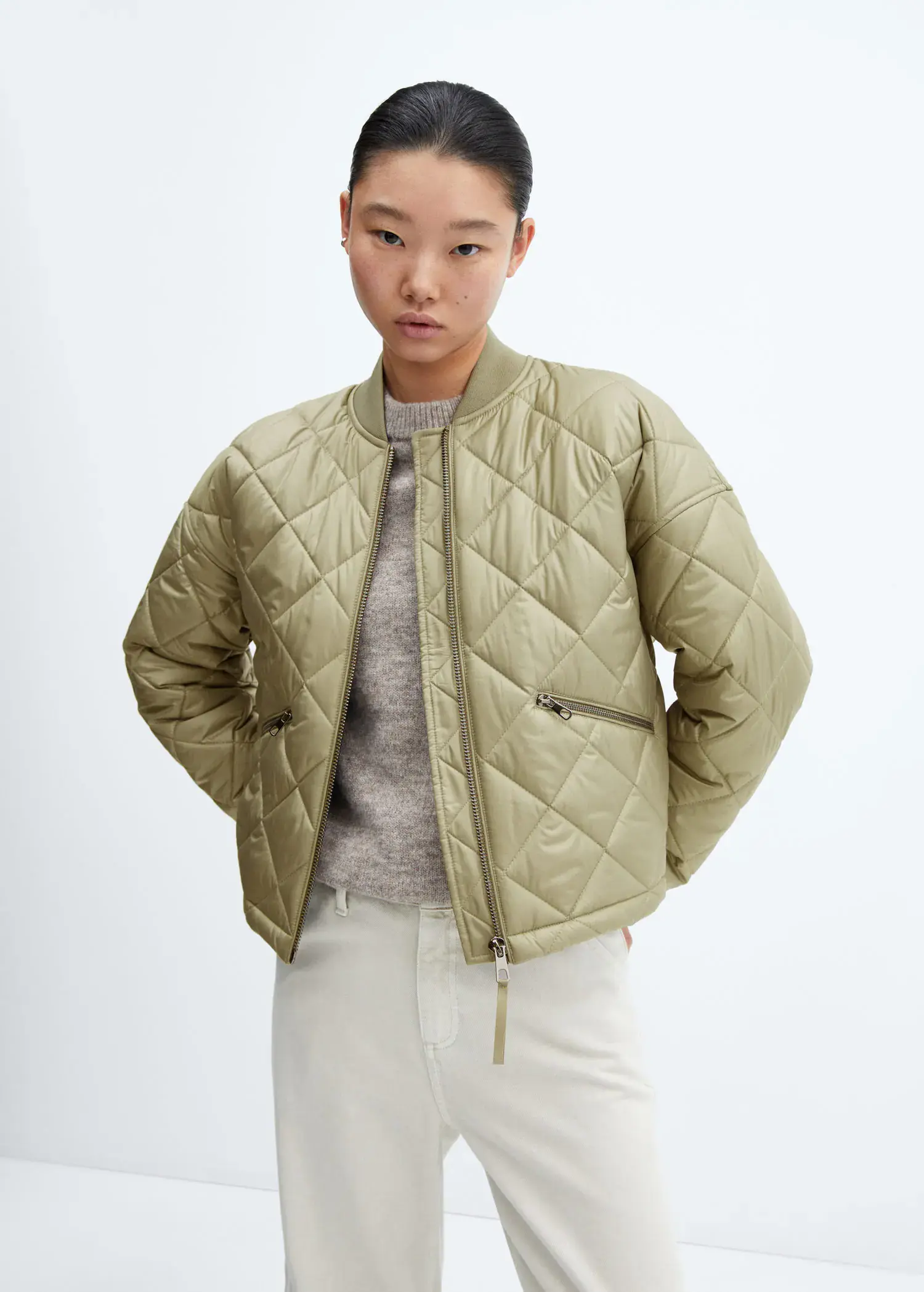 Mango Waterproof quilted bomber jacket. 1