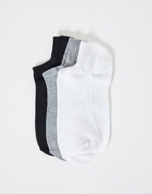 3'Lü Paket Kadın Step Çorap Desenli