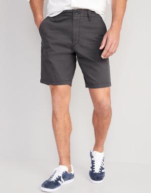Straight Lived-In Khaki Non-Stretch Shorts for Men - 9-inch inseam black