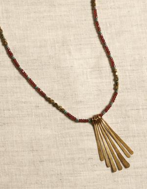 Desert Sunset Feather & Bead Necklace &#124 Aureus + Argent red