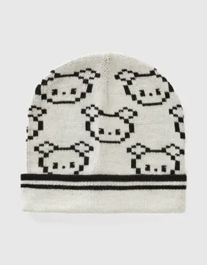 knitted hat with animal pattern