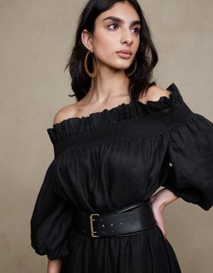 Banana Republic Bria Linen Off-Shoulder Top black