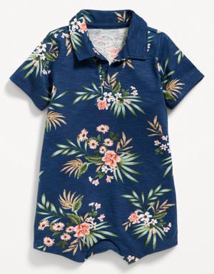 Short-Sleeve Printed Romper for Baby blue
