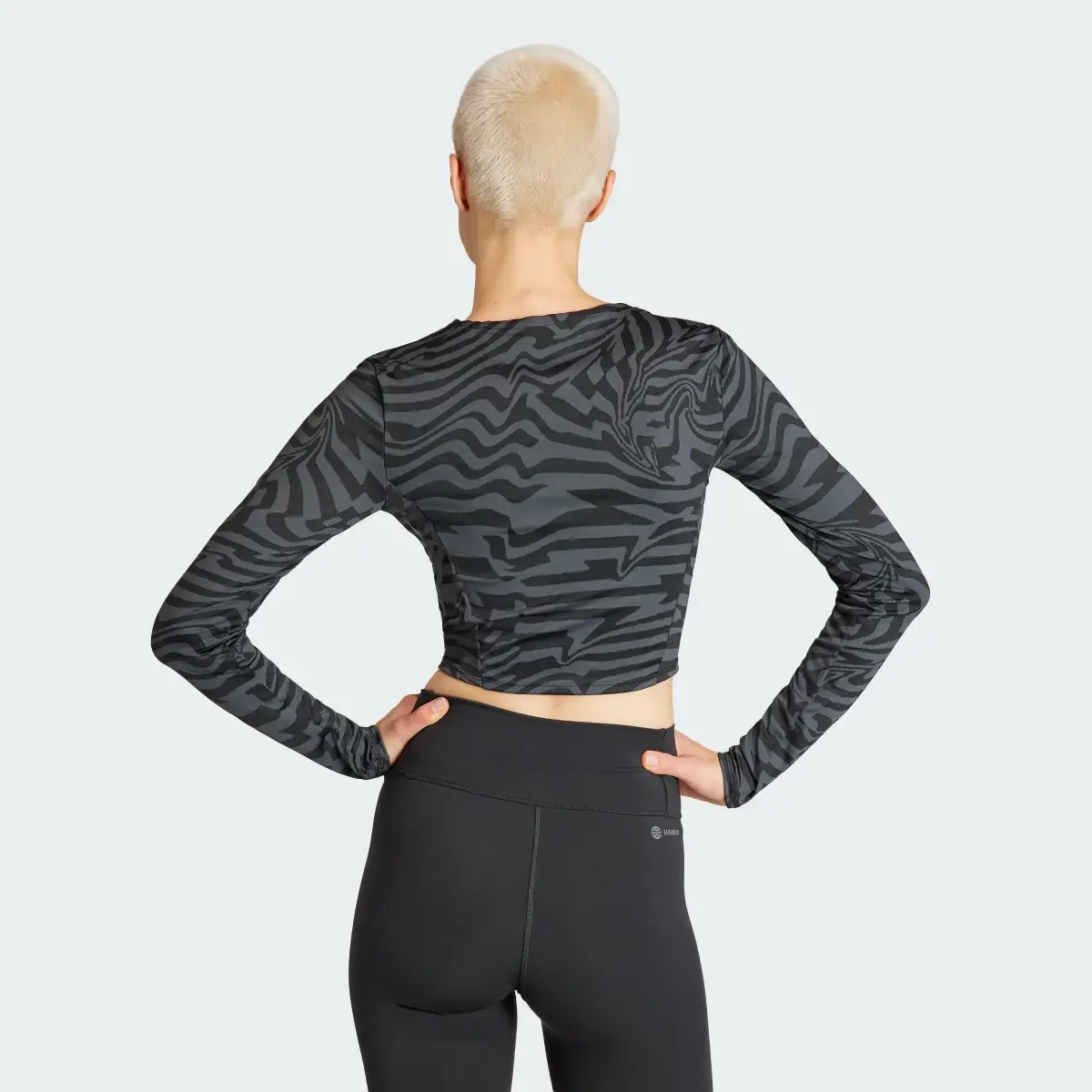 Adidas TrainIcons Training Jacquard Crop Long-Sleeve Top. 3