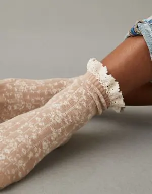 Floral Lace-Trim Boyfriend Sock 2-Pack