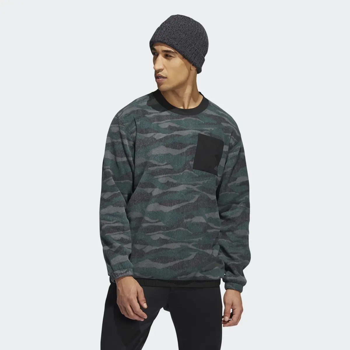 Adidas Texture-Print Crew Sweatshirt. 2