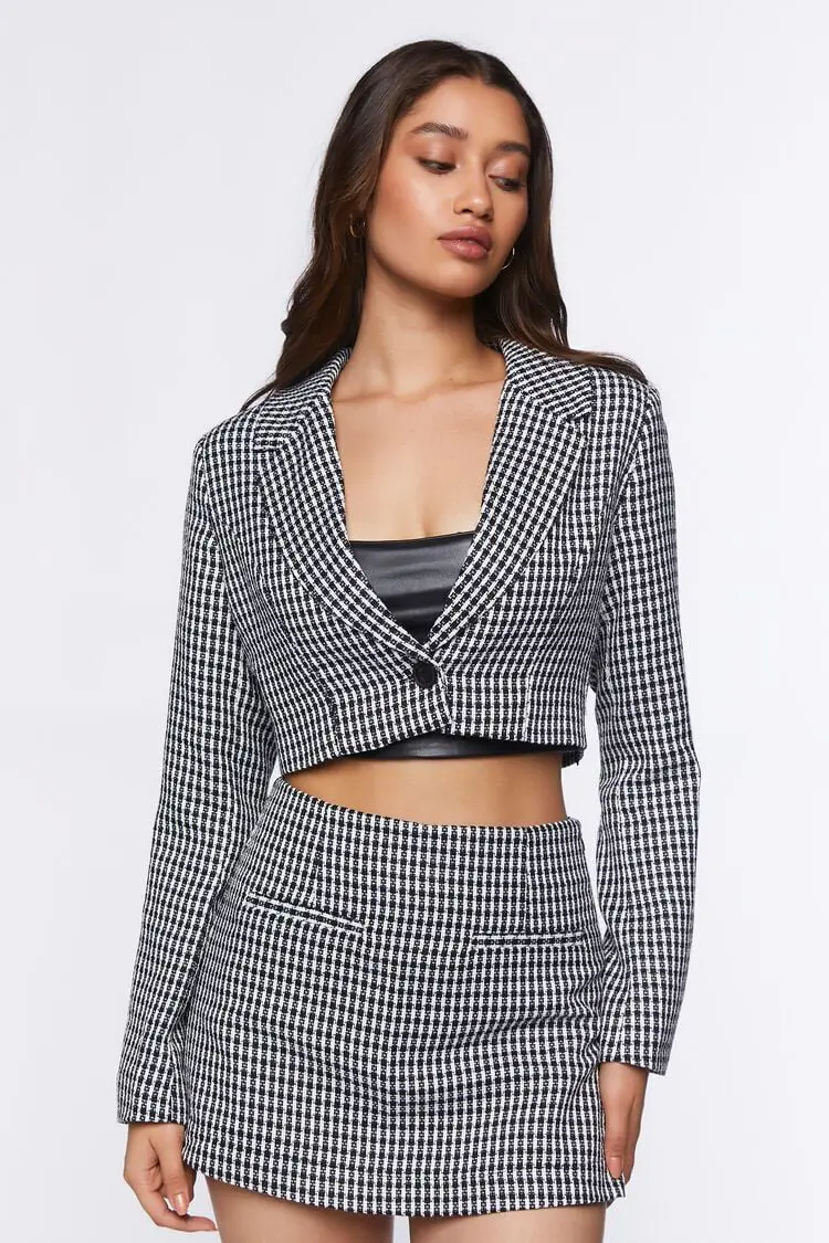 Forever 21 Forever 21 Cropped Blazer &amp; Skort Set Black/White. 1