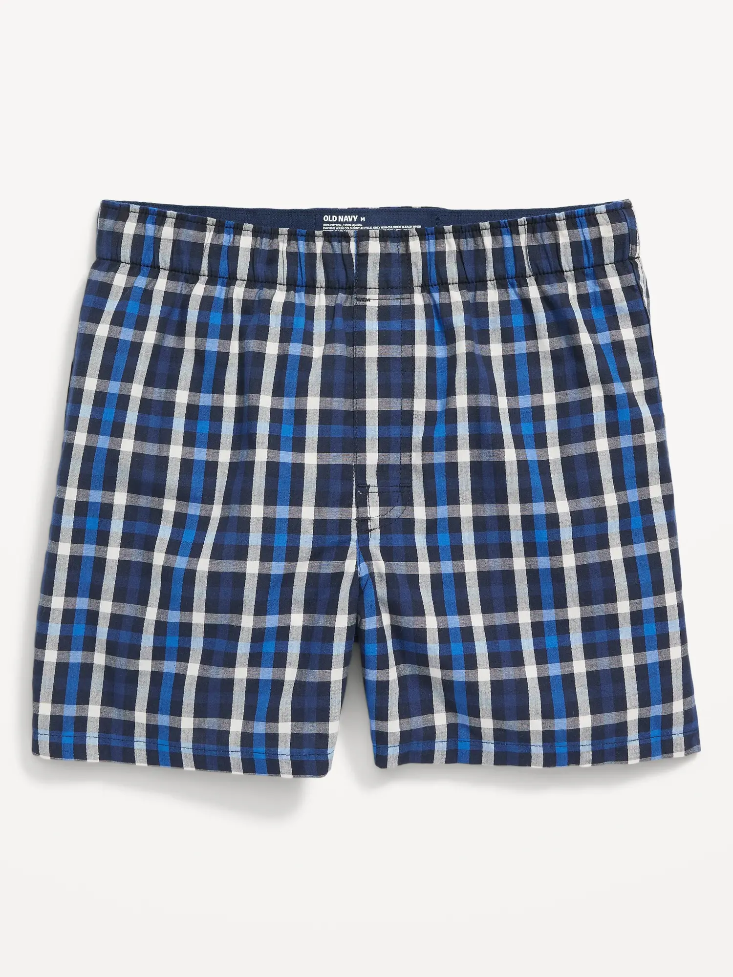 Old Navy Cotton Poplin Gingham Boxer Shorts for Boys blue. 1