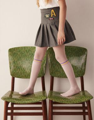 Pembe Kız Çocuk Çizgili Külotlu Çorap