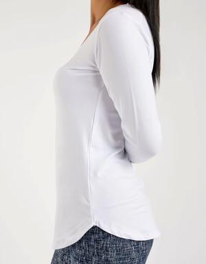 White - Long Sleeve Tunic Top - XS