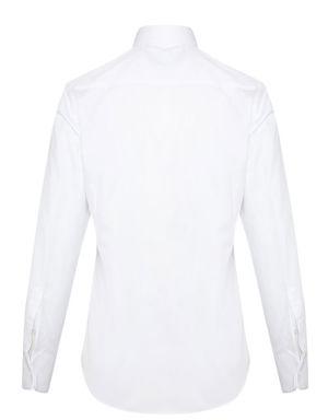 Beyaz Comfort Fit Düz 100% Pamuk Ata Yaka Manşetli Uzun Kol Saten Damatlık Gömlek