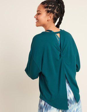 Lightweight French Terry Split-Back Sweatshirt for Women blue