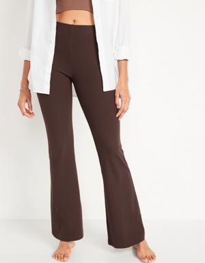 Old Navy High Waisted Rib-Knit Flare Leggings for Women brown