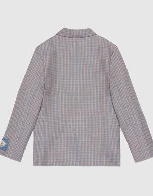 Children's linen and wool check jacket