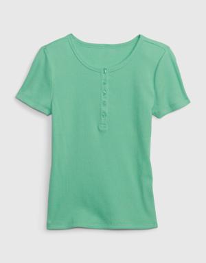 Kids Rib Henley T-Shirt green