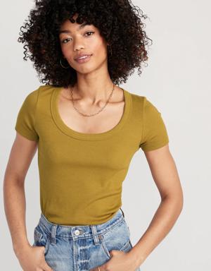 Old Navy Fitted Scoop-Neck Rib-Knit T-Shirt for Women yellow