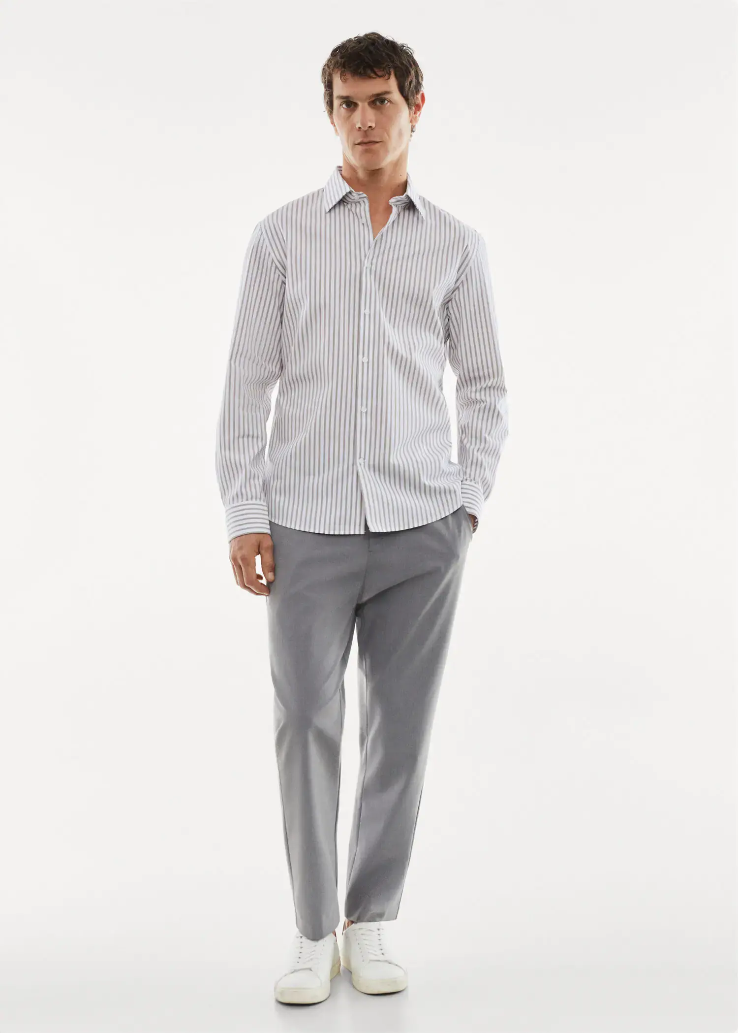 Mango Stretch fabric slim-fit striped shirt. 2