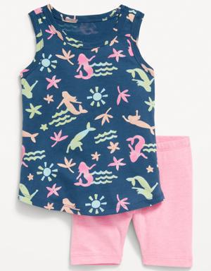 Jersey Tank Top and Shorts Set for Toddler Girls green