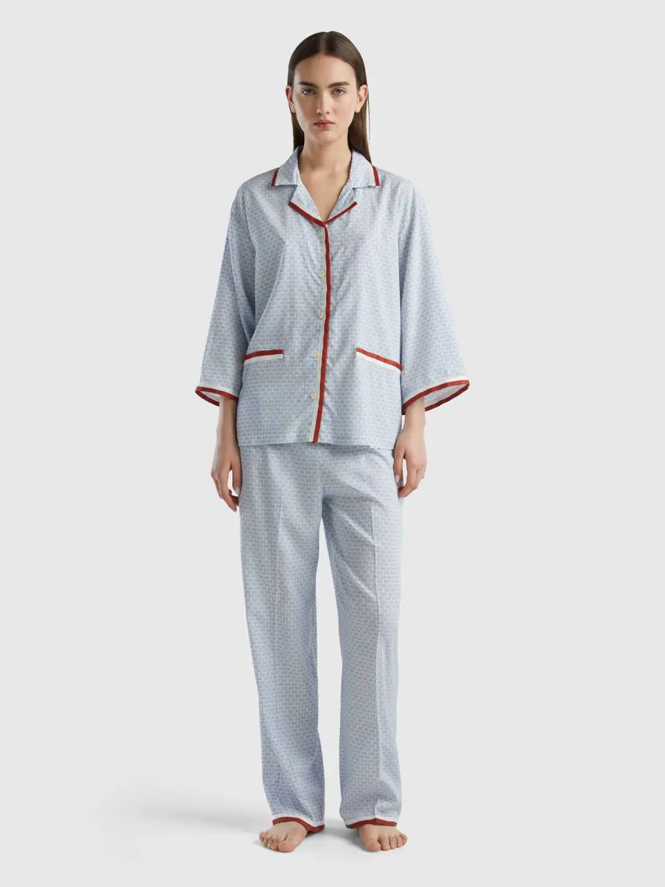 Benetton monogram pyjamas in sustainable viscose. 1