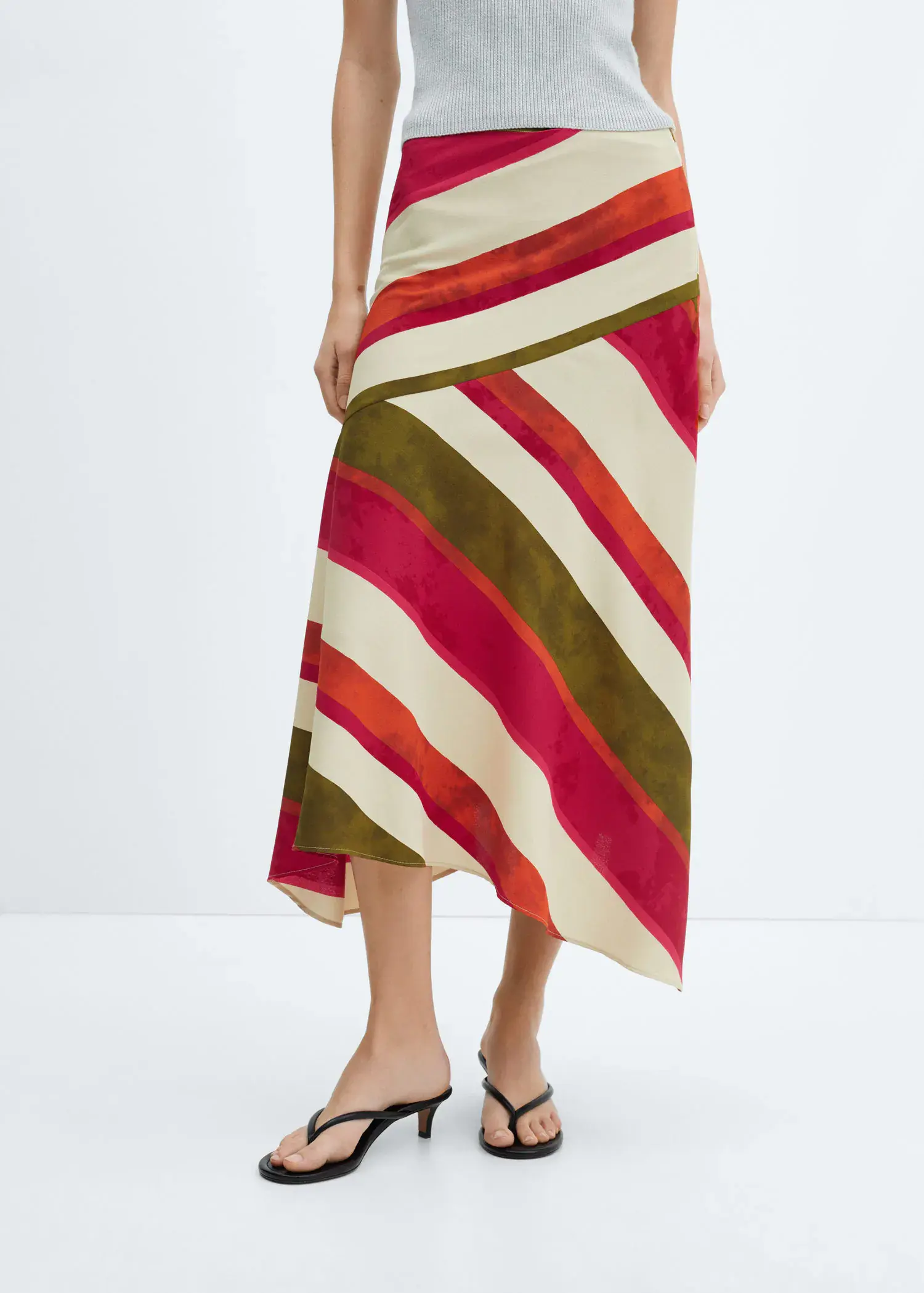 Mango  Striped satin skirt. 2