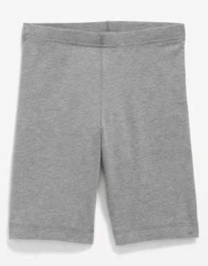 Jersey-Knit Long Biker Shorts for Girls gray