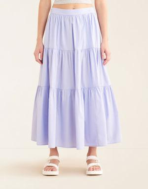 High-Waisted Satin Midi A-Line Wrap Skirt