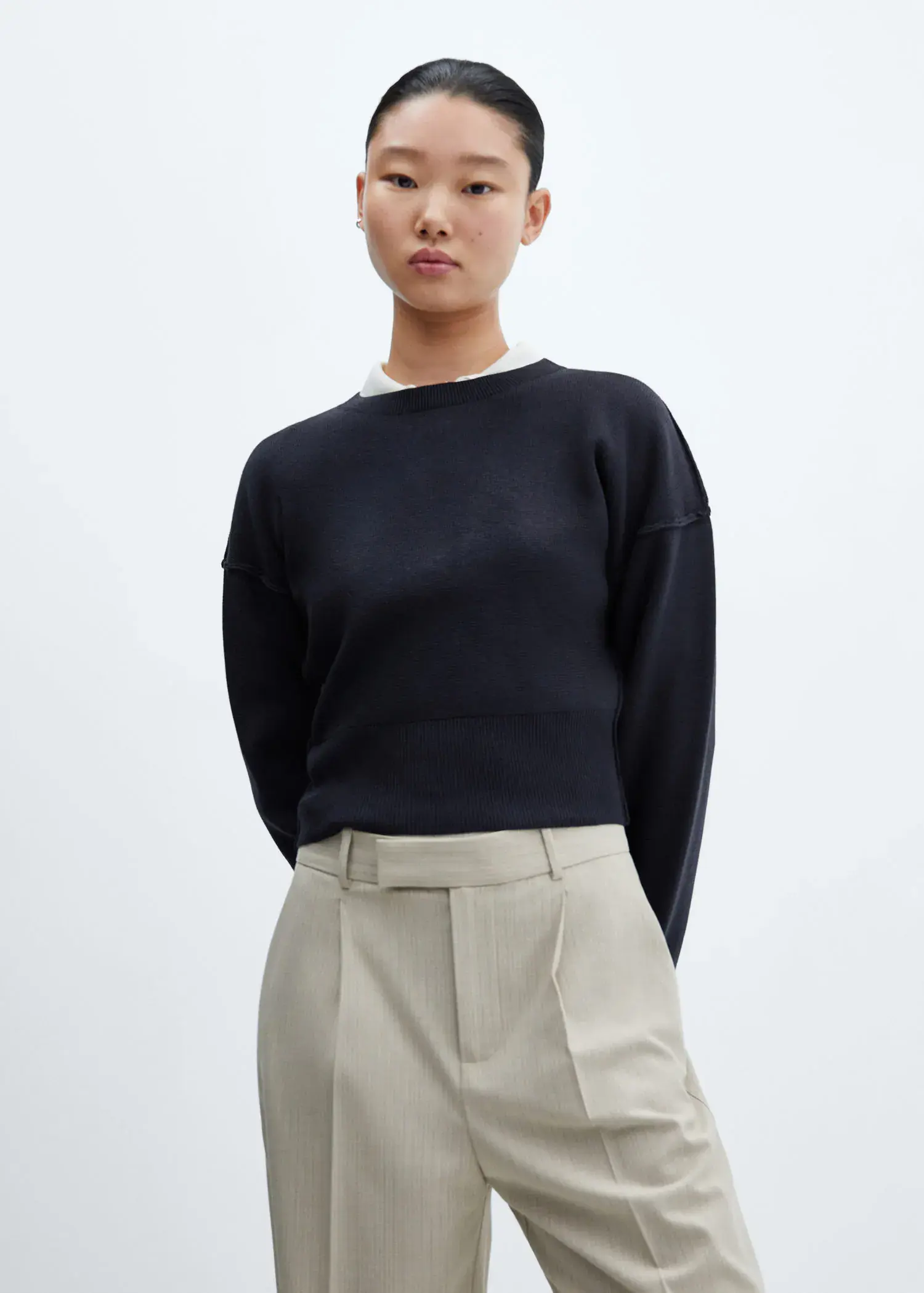 Mango Drop-shoulder sweater with seam detail. 1
