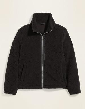Cozy Sherpa Zip-Front Jacket for Women black