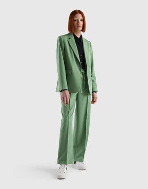 Kadın Çağla Yeşili Regular Fit Tek Düğmeli Blazer Ceket