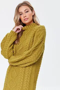 Forever 21 Forever 21 Cable Knit Sweater Mini Dress Gold. 2