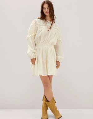 Frills embroidered dress