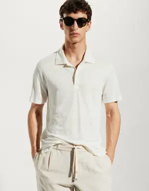 Mango Slim fit 100% linen polo shirt