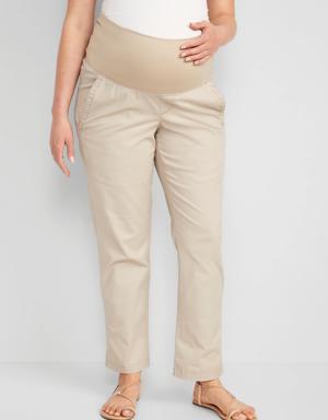 Maternity Rollover-Waist OGC Chino Pants beige
