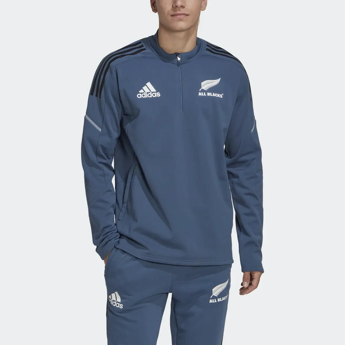 Adidas Camisola de Rugby em Fleece com Fecho 1/4 dos All Blacks. 1