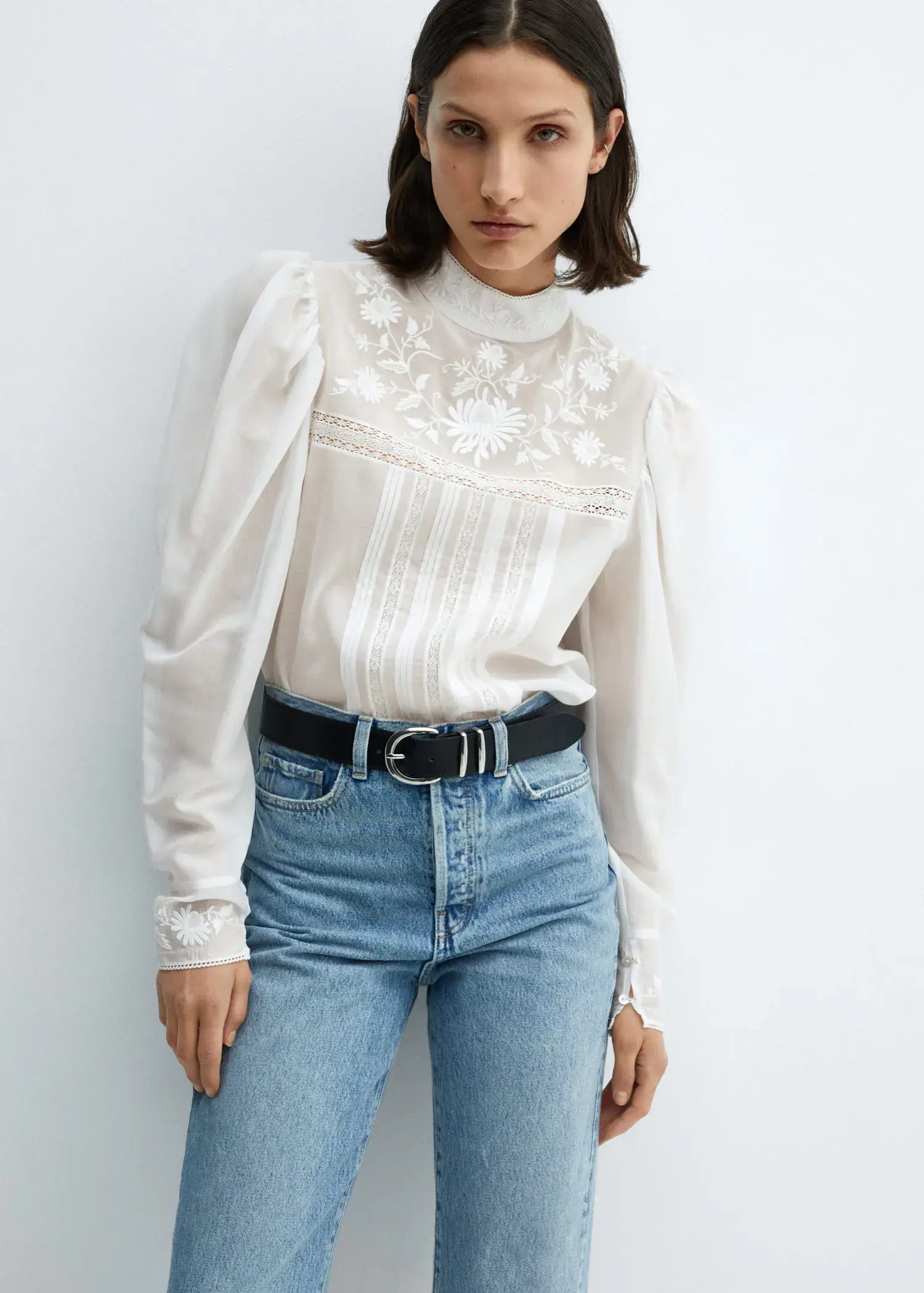 Mango Embroidered details blouse. 1