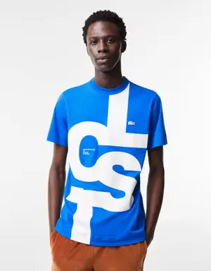 Lacoste Playera de algodón con letras de contraste de ajuste regular para hombre