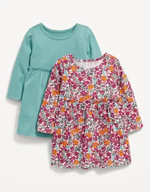 2-Pack Printed Long-Sleeve Jersey Dress for Baby multi
