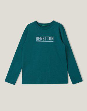 Erkek Çocuk Yeşil Benetton Su Baskılı T Shirt
