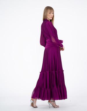 Layered Pleated Purple Dress