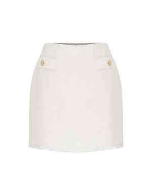 Gold Button Pocket Detailed Tweed Mini Skirt