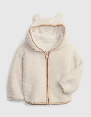 Toddler Sherpa Bear Hoodie beige