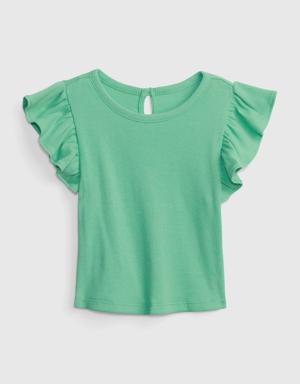 Toddler Rib Flutter Top green