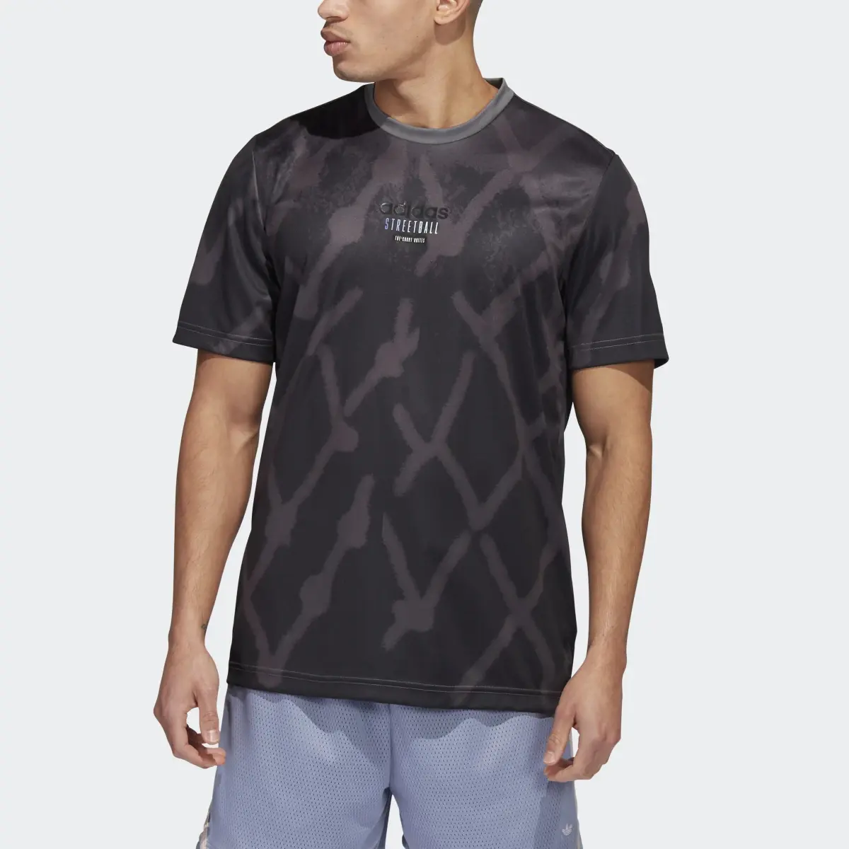 Adidas Streetball Allover Print Graphic Tee. 1