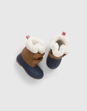 Toddler Sherpa-Lined Duck Boots brown