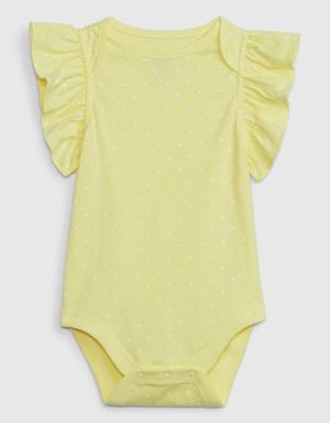Baby 100% Organic Cotton Mix and Match Flutter Sleeve Bodysuit yellow