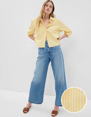 Gap 100% Organic Cotton Cropped Shirt yellow