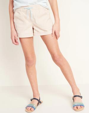 Cuffed Twill Pull-On Shorts for Girls beige