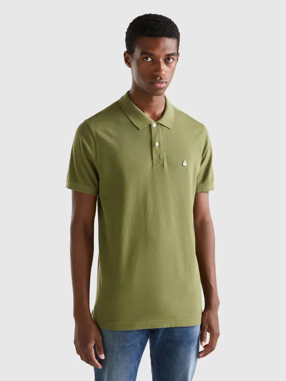 Benetton military green regular fit polo. 1